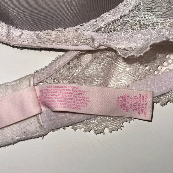 Victoria’s Secret Dream Angels Lined Demi Bra Light Gray Lace Trim 32F Women’s - Picture 8 of 9